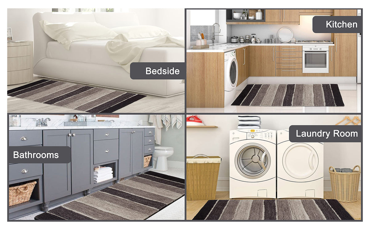 Cordural Stripe Bath Runner-Brown-Beige,24''X60''