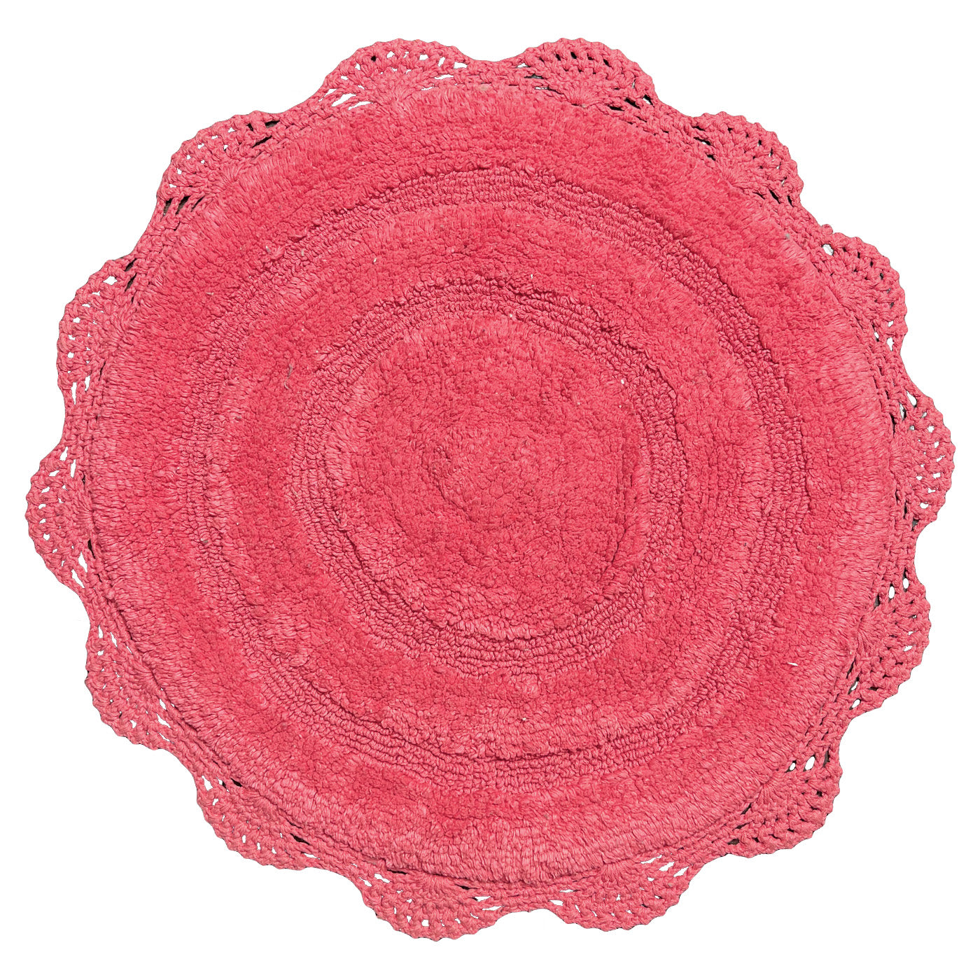 Crochet Round Bath Mat-Coral Pink,24''