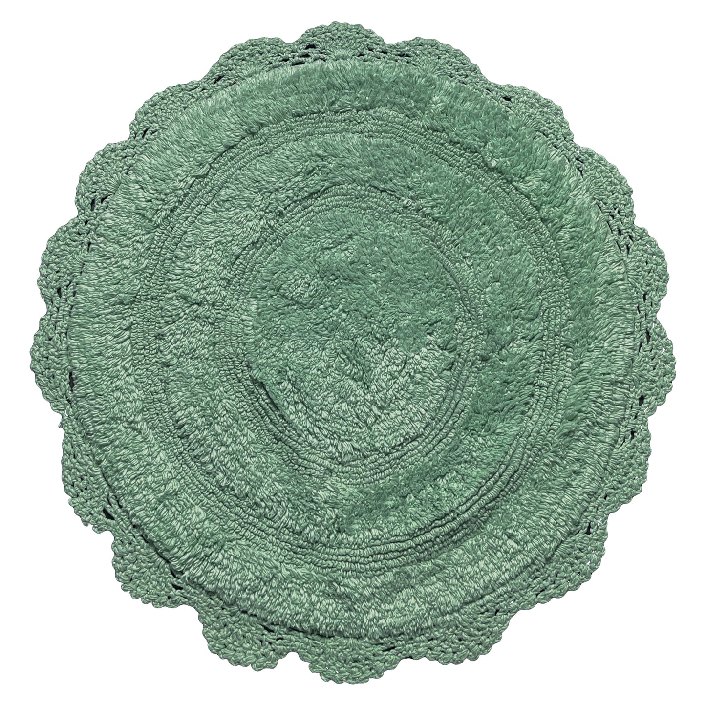 CROCHET ROUND BATH MAT, 24'' RND., SAGE GREEN