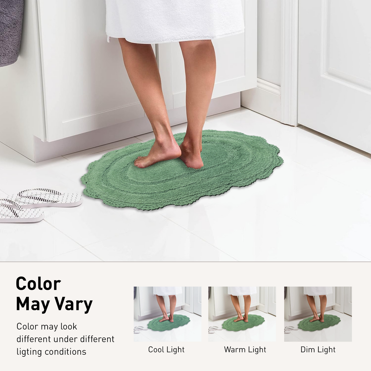 CROCHET ROUND BATH MAT, 24'' RND., SAGE GREEN