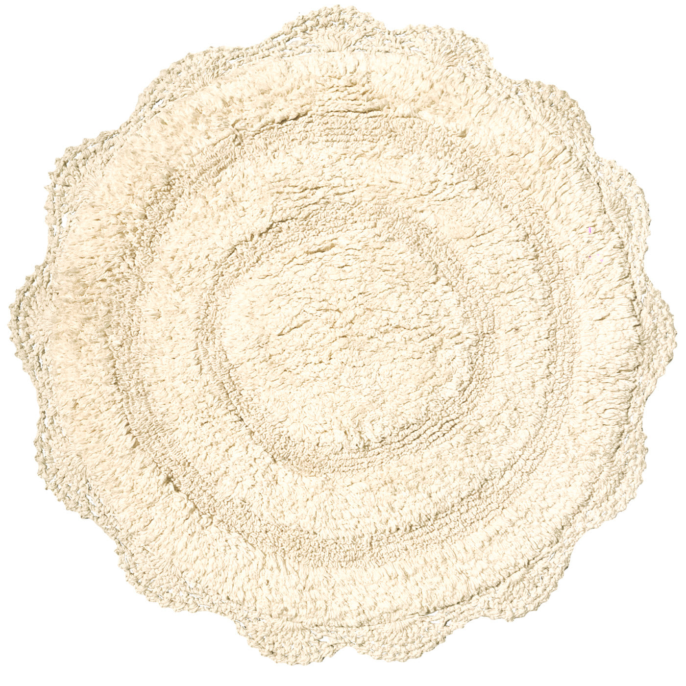 CROCHET ROUND BATH MAT, 24'' RND., IVORY