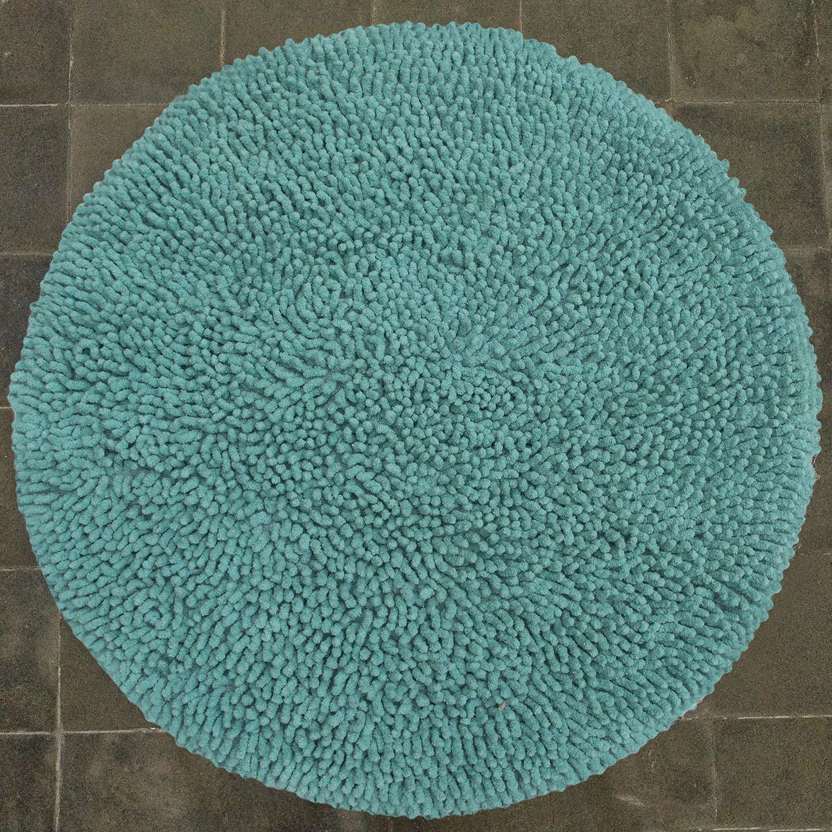 Chenille Shagg Round Bath Mat - Turquoise, 24" Round