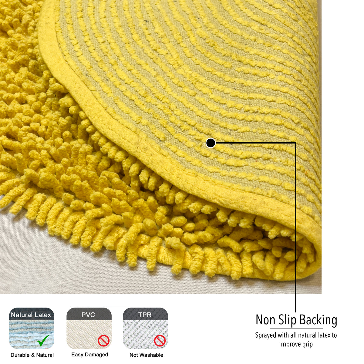 CHENILLE SHAGG ROUND BATH MAT, 24'' RND, YELLOW