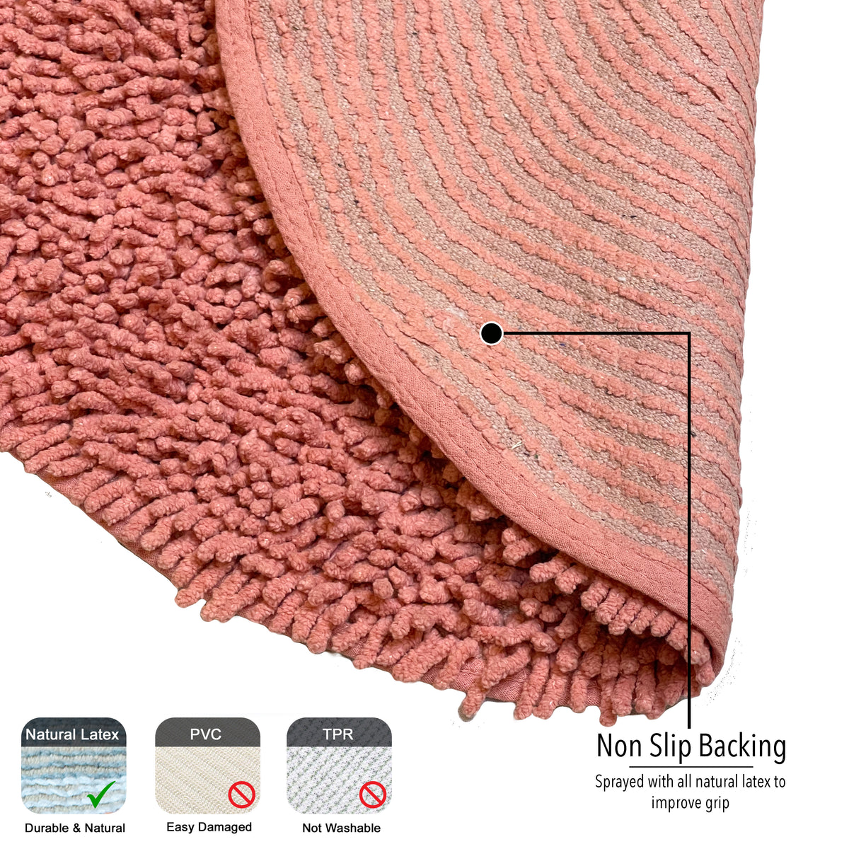 CHENILLE SHAGG ROUND BATH MAT, 24'' RND, BLUSH