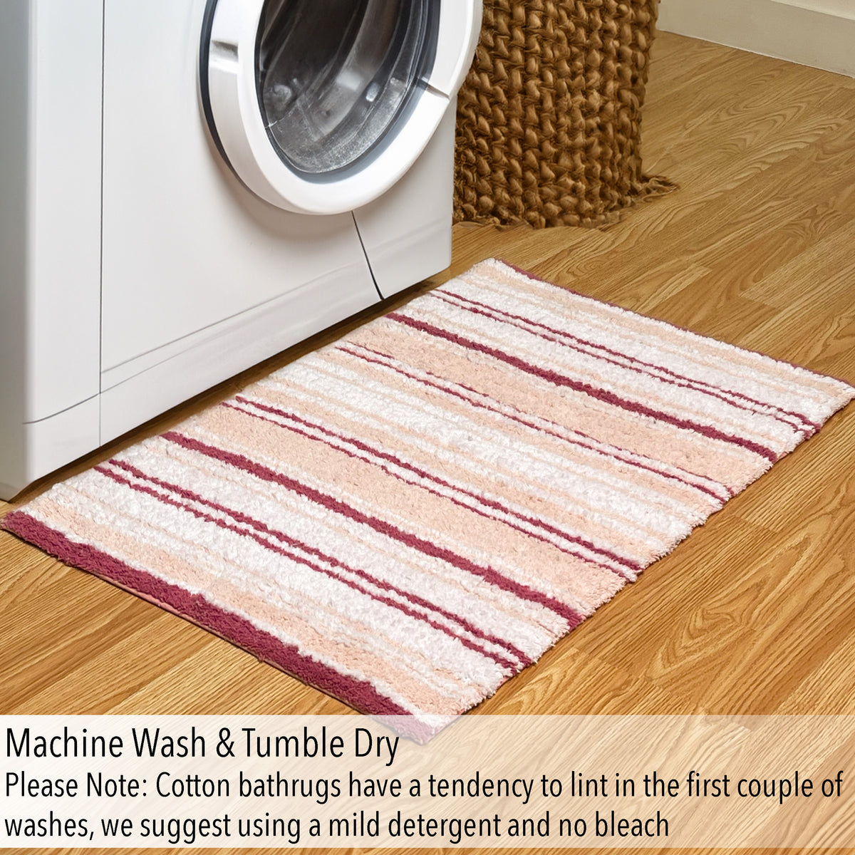 Maui Bath Mat - Rose-White, 21"x34"
