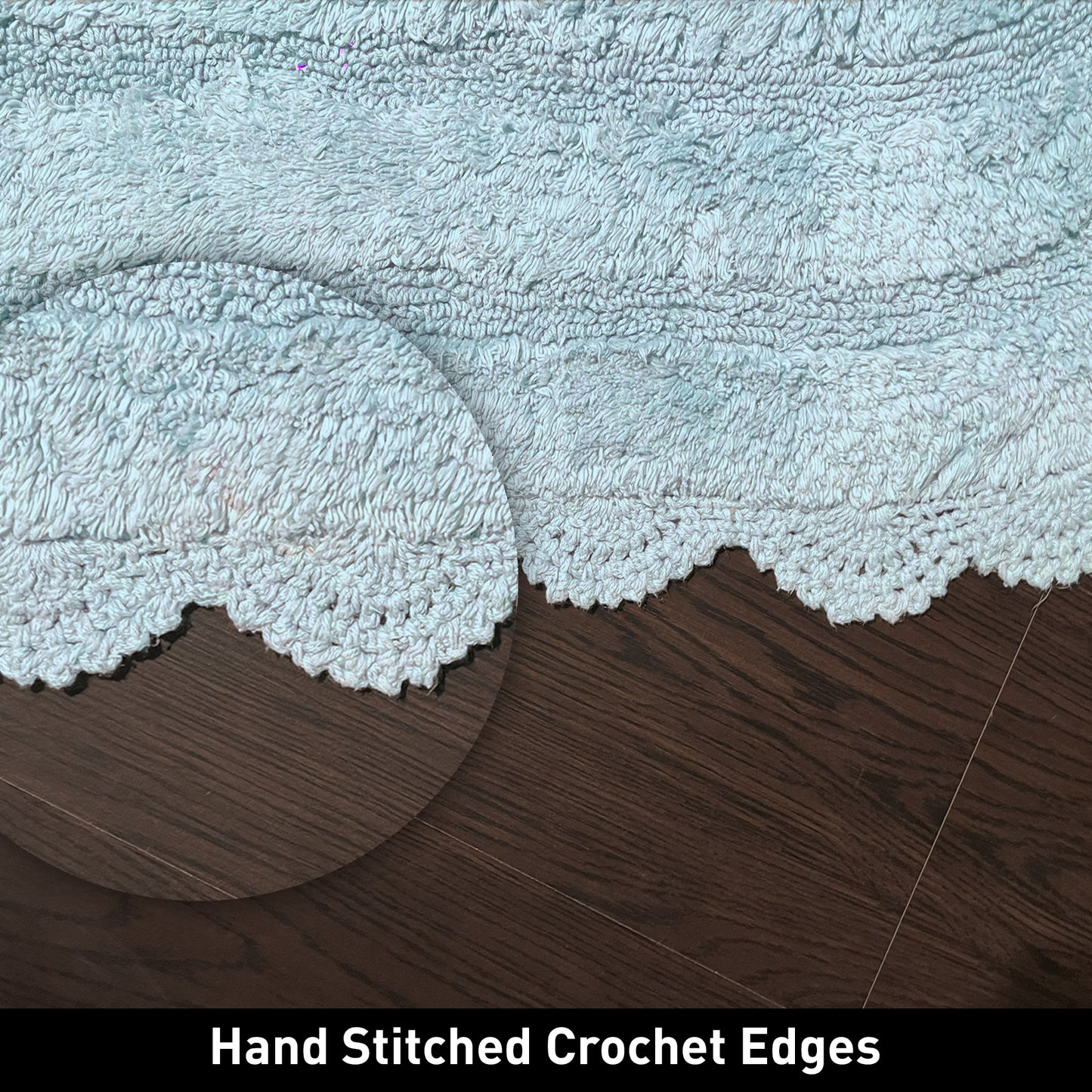 CROCHET OVAL BATH MAT, 17''x24'', POWDER BLUE