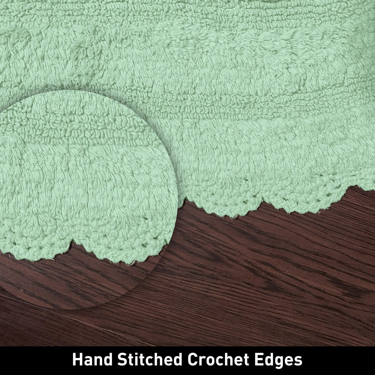 CROCHET OVAL BATH MAT, 17''x24'', LIGHT GREEN