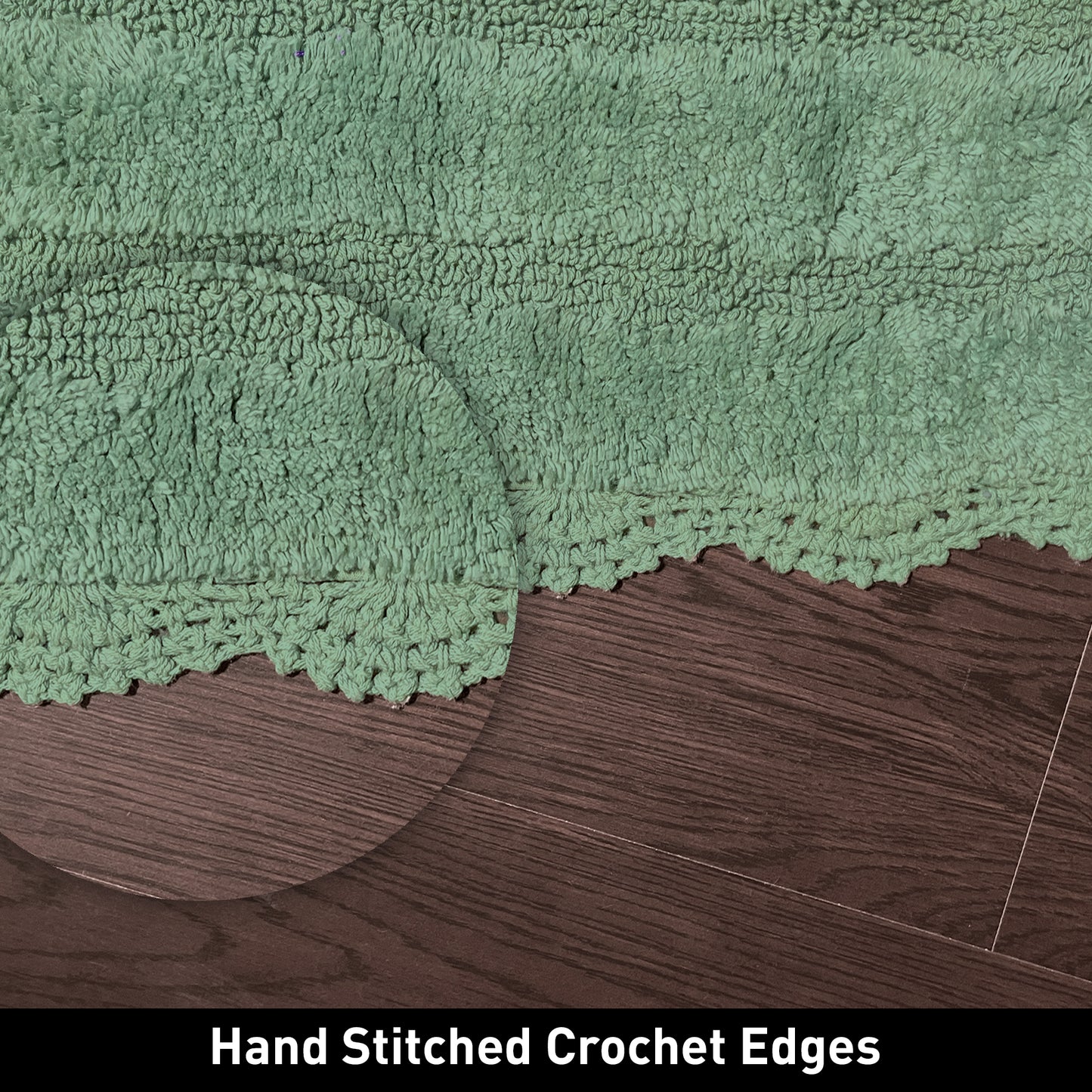 CROCHET OVAL BATH MAT, 17''x24'', SAGE GREEN