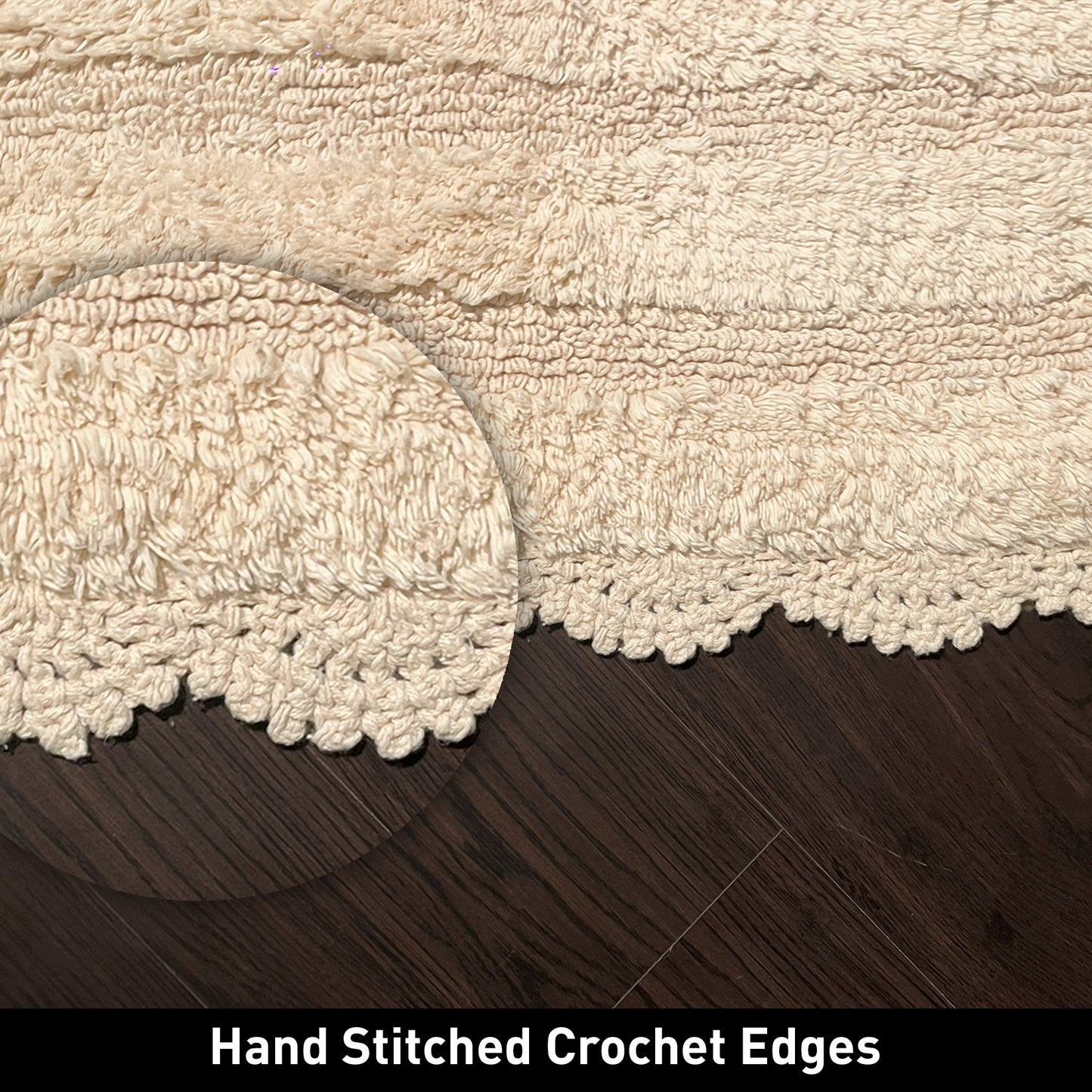 CROCHET OVAL BATH MAT, 17''x24'', IVORY