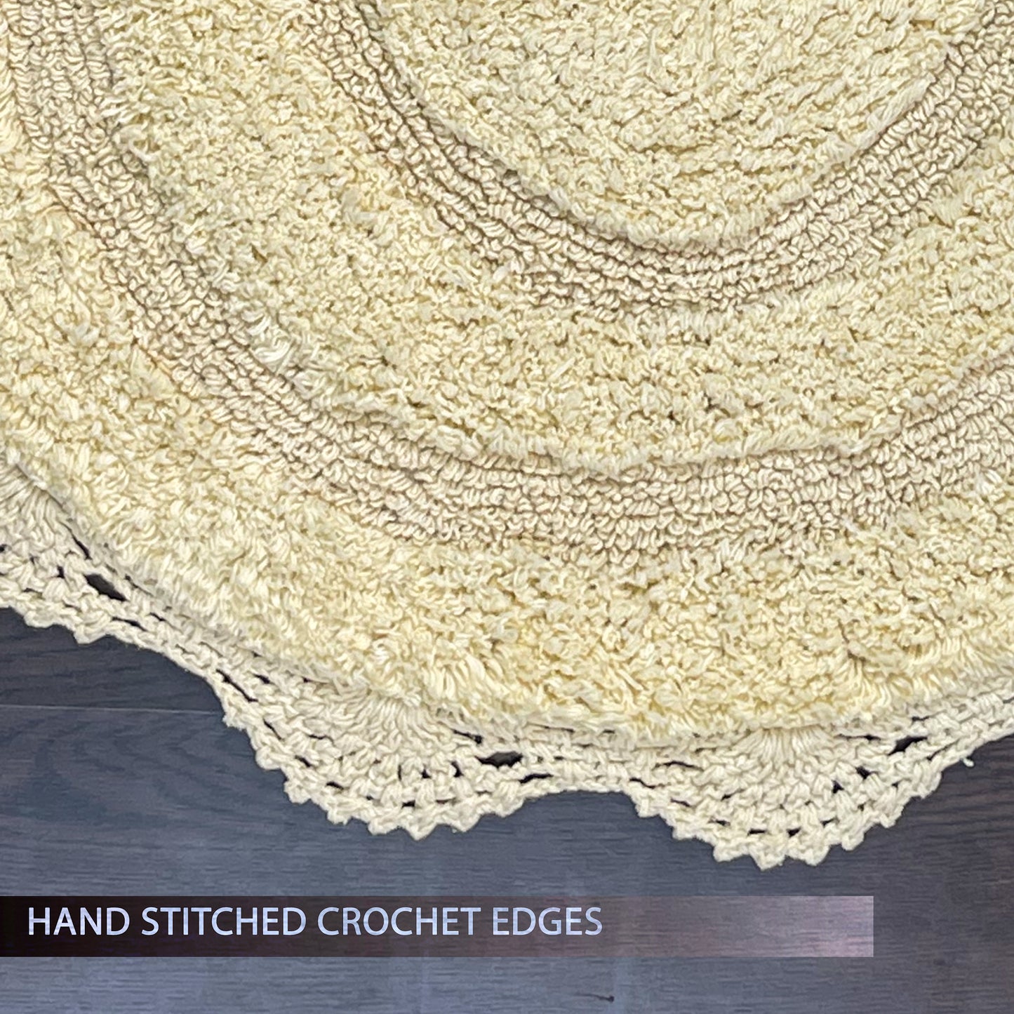 CROCHET SEMI CIRCLE BATH MAT, LT. YELLOW, 20''x32'' 100% COTTON