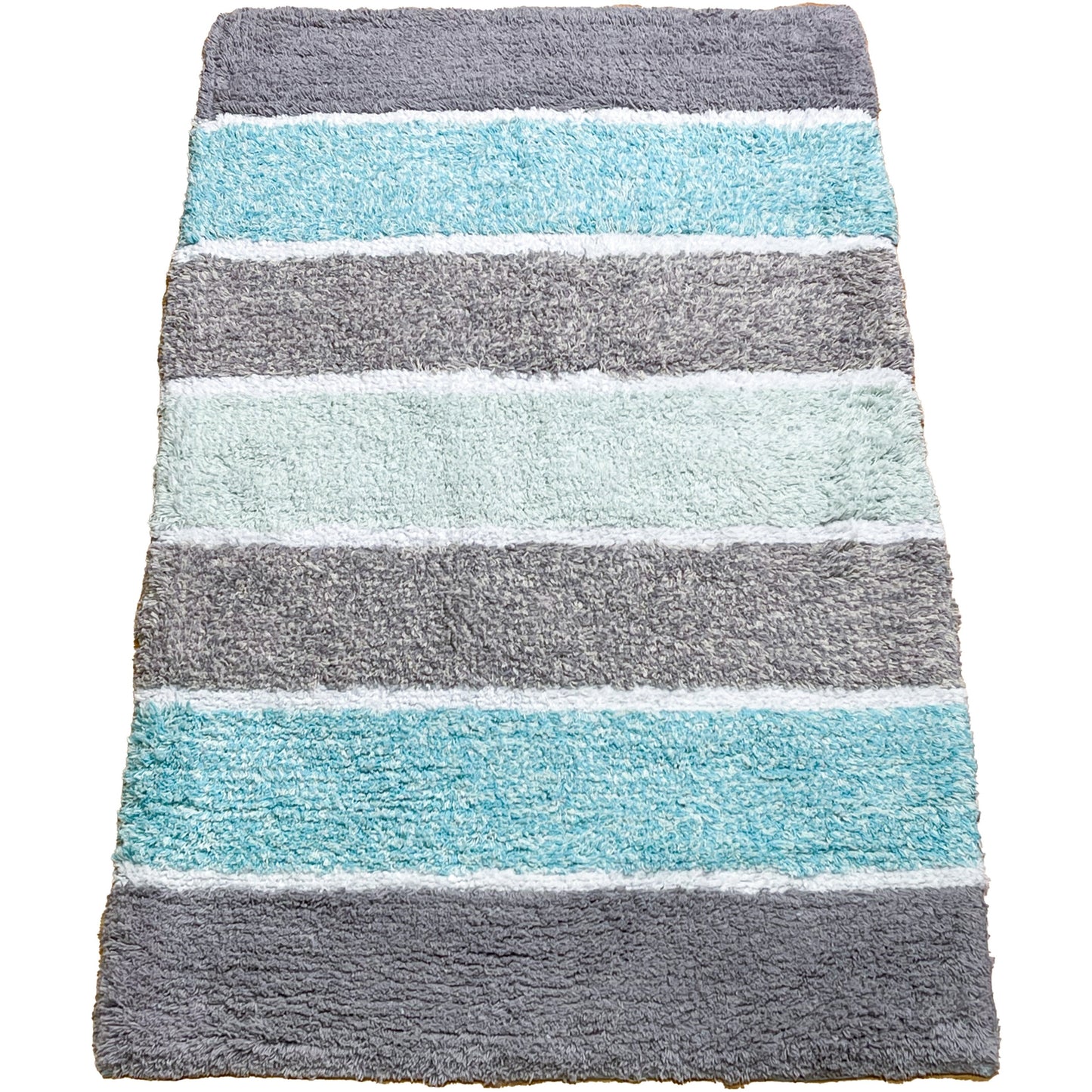 Cordural Stripe Bath Rug cotton 24''x40''-Mint Green-Grey