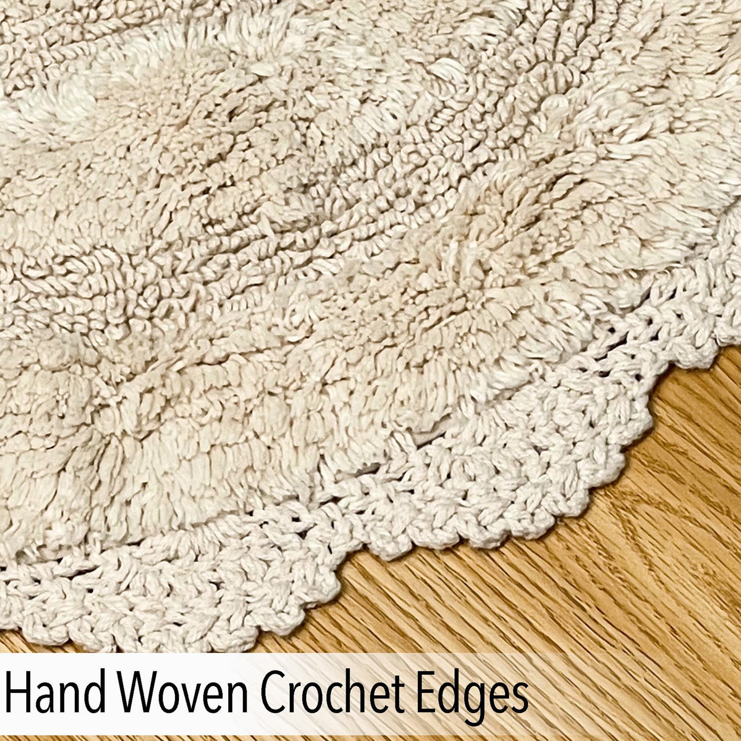 CROCHET SEMI CIRCLE BATH RUNNER, IVORY, 24''x60'' 100% COTTON