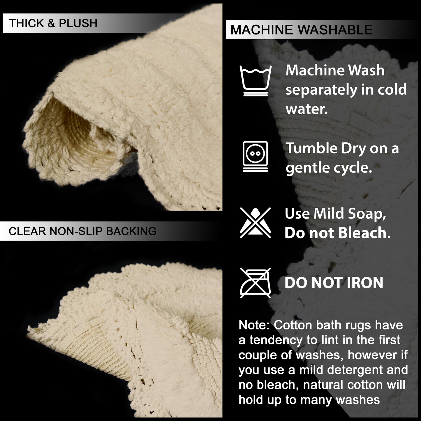 CROCHET SEMI CIRCLE BATH RUNNER, IVORY, 24''x60'' 100% COTTON