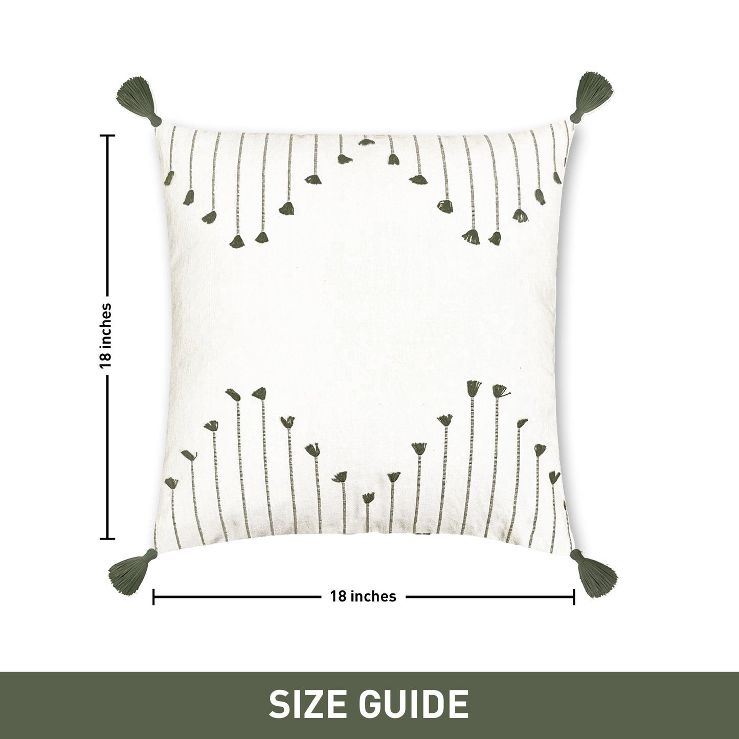 Poppy Pillow Cover Set Of 2 - Ivory-Sage Green, 18''x18''