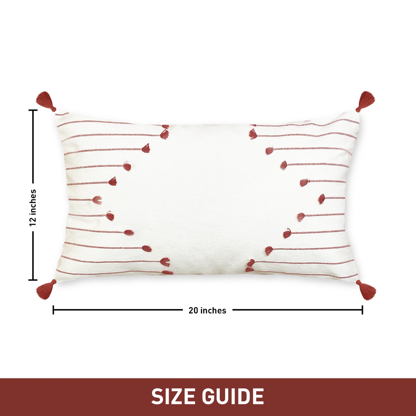 Poppy Pillow Cover Set Of 2 - Ivory-Rust, 12''x20''