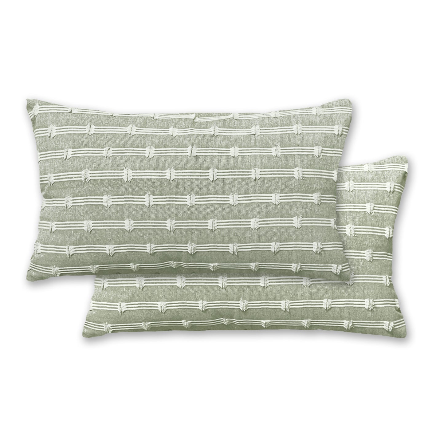 Gardenia Pillow Cover Set Of 2 - Sage Green-White, 12''x20''