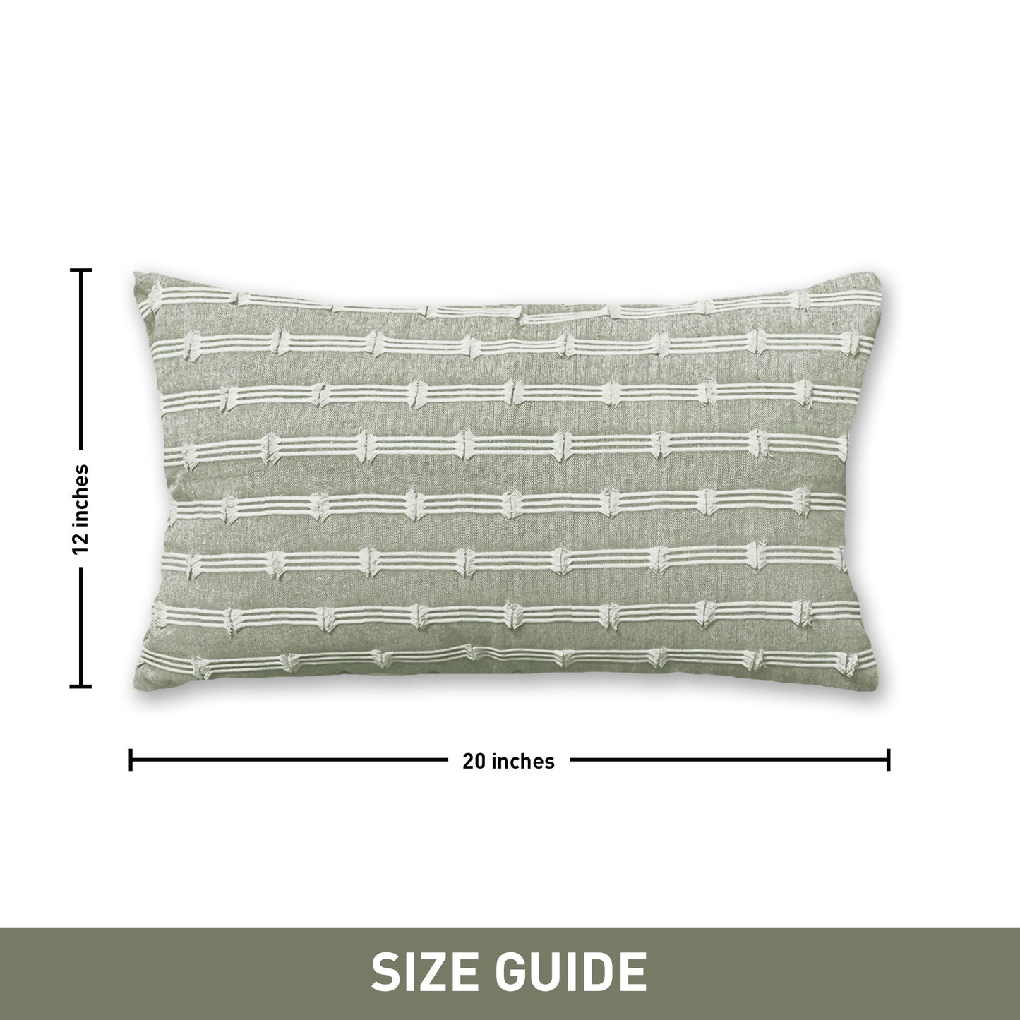 Gardenia Pillow Cover Set Of 2 - Sage Green-White, 12''x20''