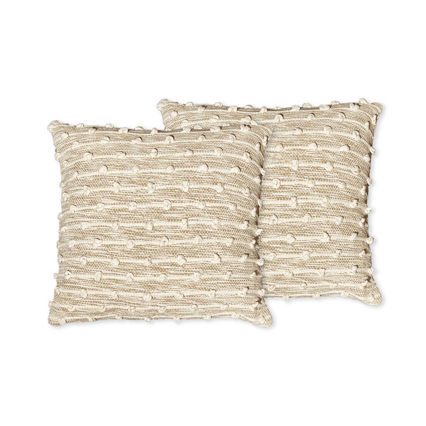 Malibu Stripe Pillow Cover Set Of 2 - Beige-Ivory, 18''x18''