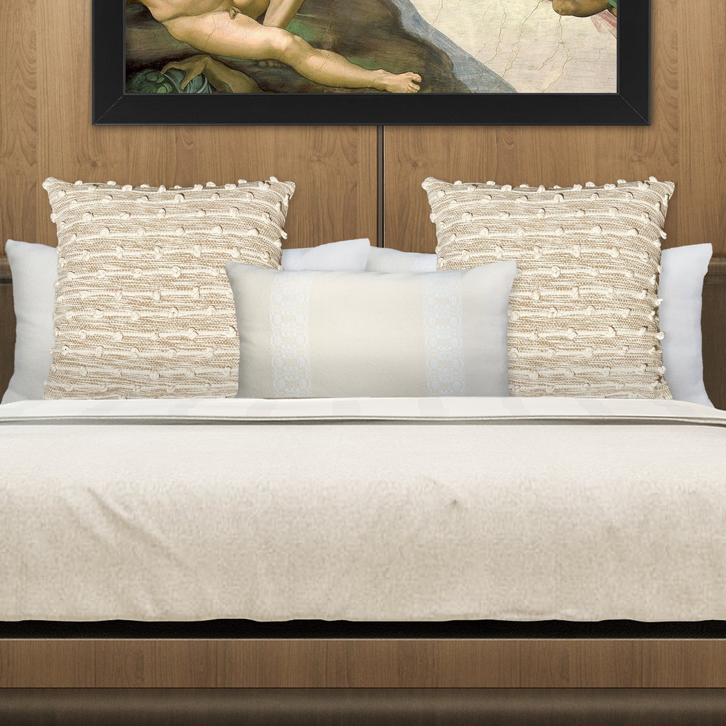 Malibu Stripe Pillow Cover Set Of 2 - Beige-Ivory, 18''x18''
