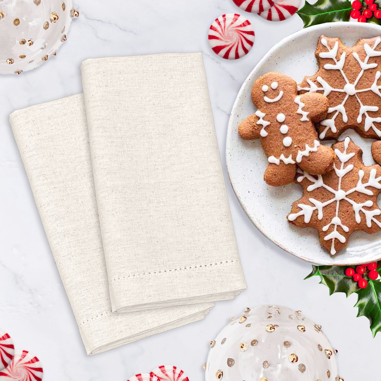 LUXOR NAPKINS SET OF 12, CREAM, 18''x18''.