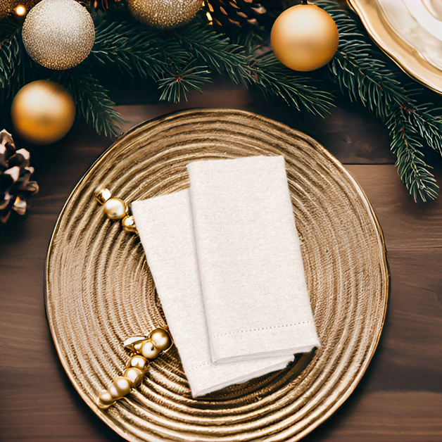 LUXOR NAPKINS SET OF 12, CREAM, 18''x18''.