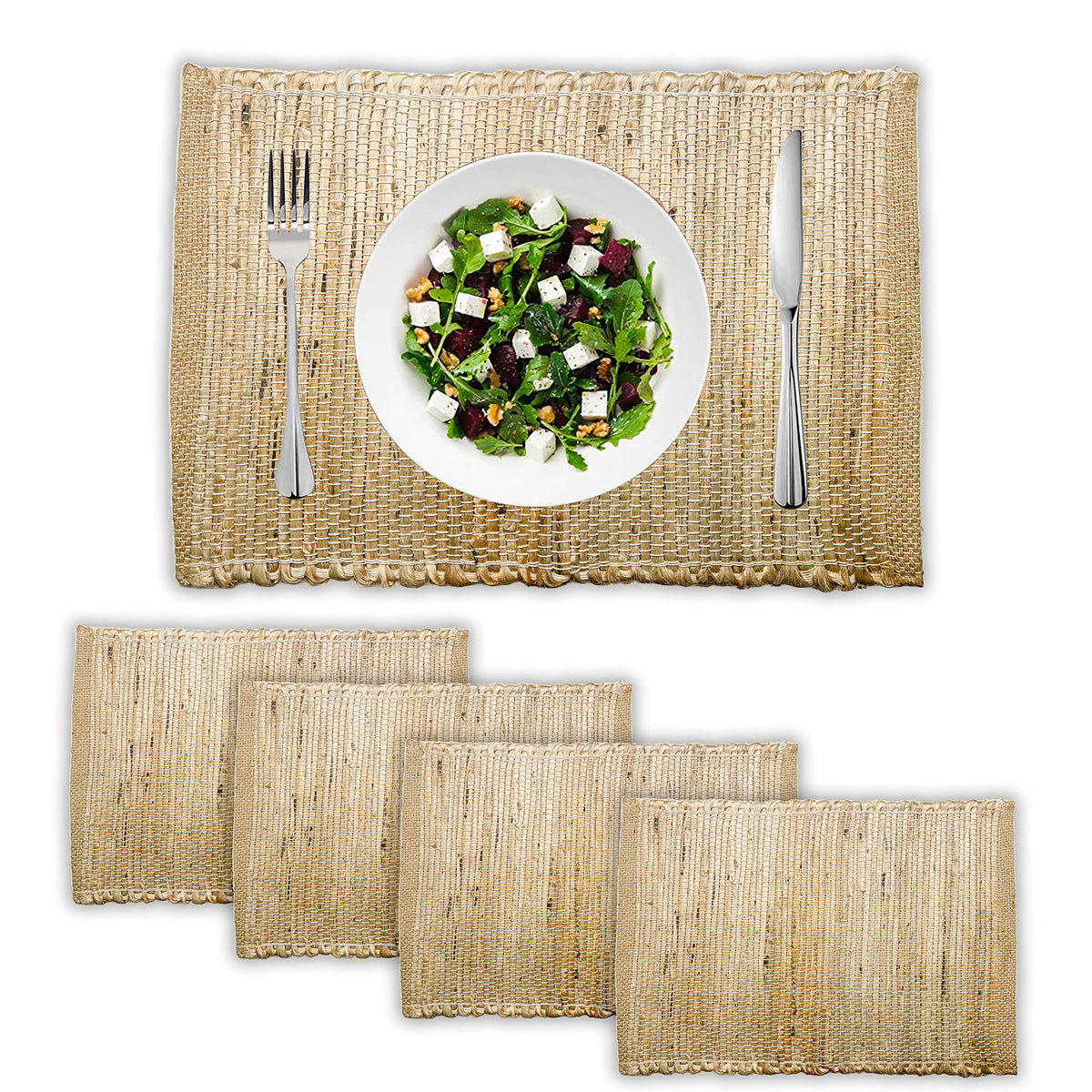 Jute Placemat Set Of 4 - Natural Jute, 13''x19''