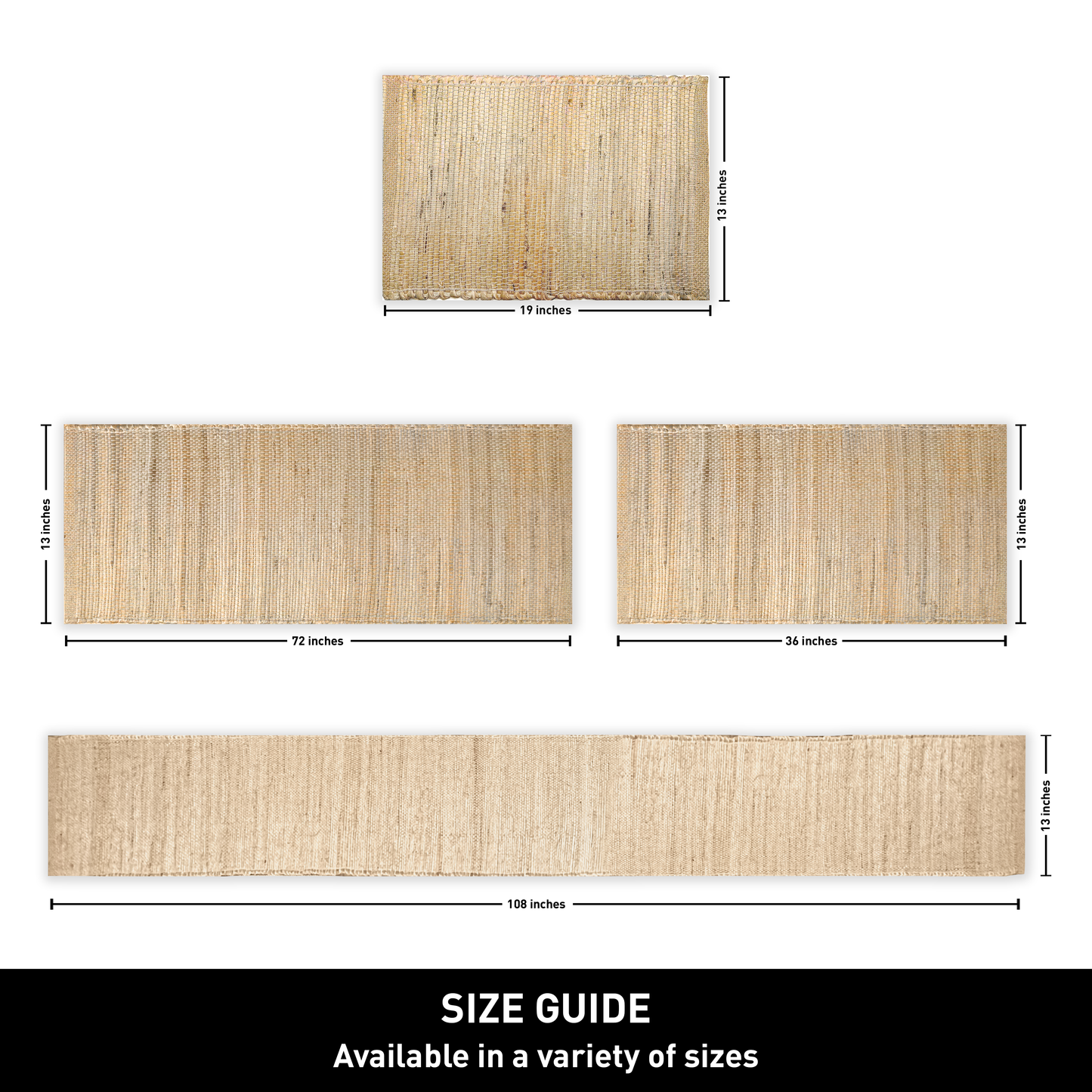 Jute Table Runner - Natural Jute, 13''x72''