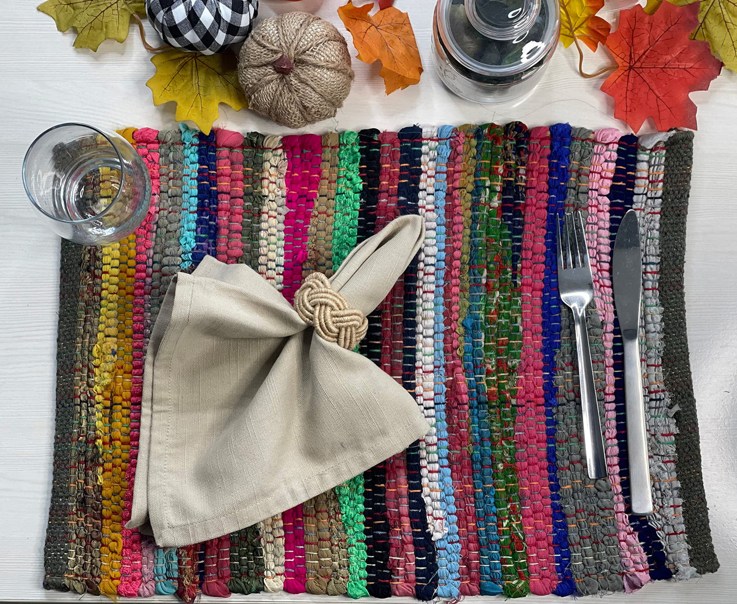 Rainbow Multi Chindi Placemat Set Of 4 - Multi, 13''x19''