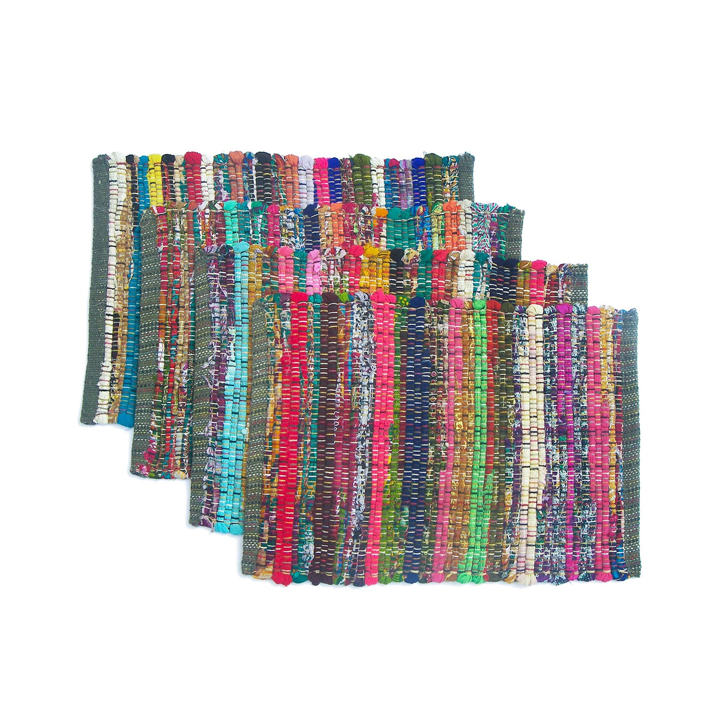 Rainbow Multi Chindi Placemat Set Of 4 - Multi, 13''x19''