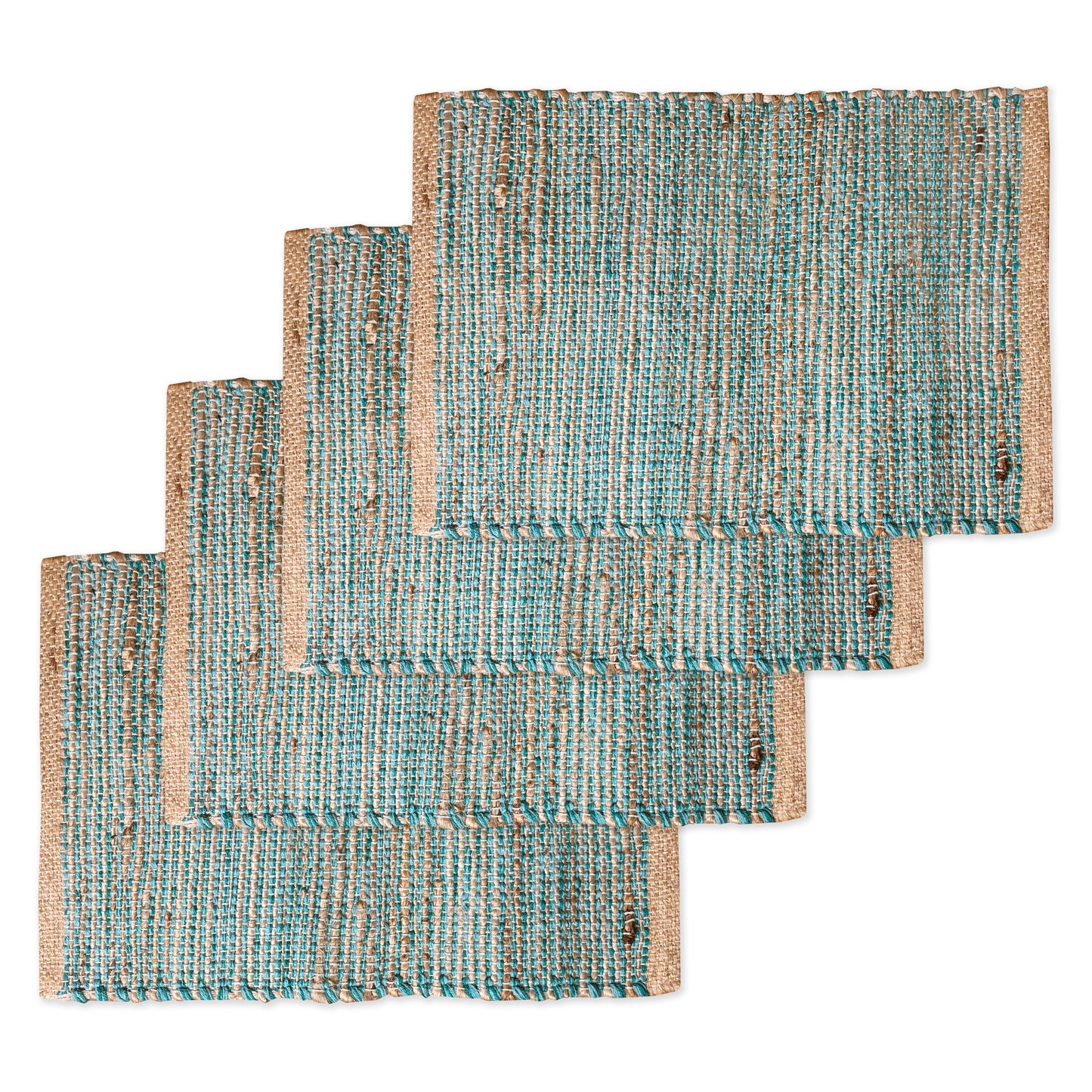 Ombre Placemats Set Of 4 - Natural/Aqua Turquoise, 13''x19''