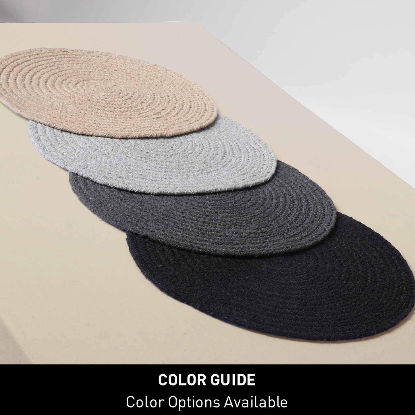 COTTON BRAIDED ROUND PLACEMATS SET OF 4, CHARCOAL, 15'‰۪x15''