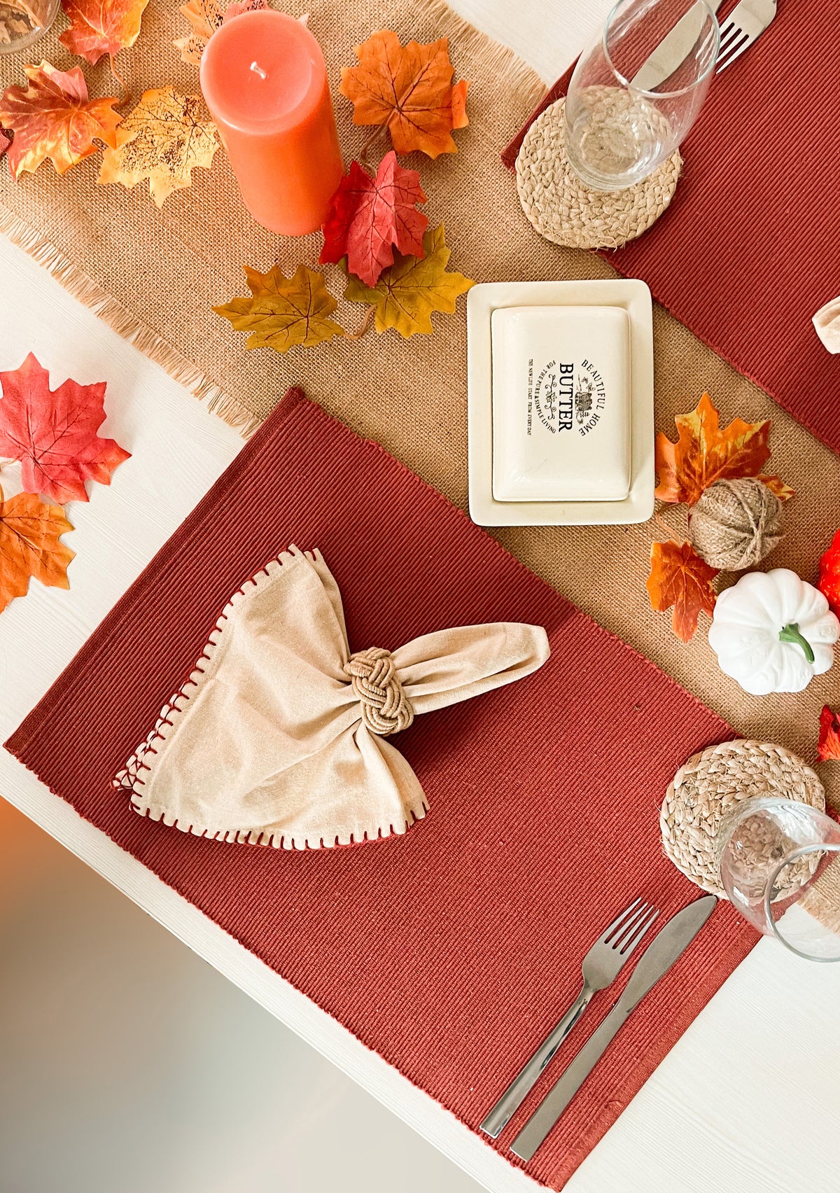 CLASSIC RIBBED PLACEMATS SET OF 6, 13''x19'', Rust