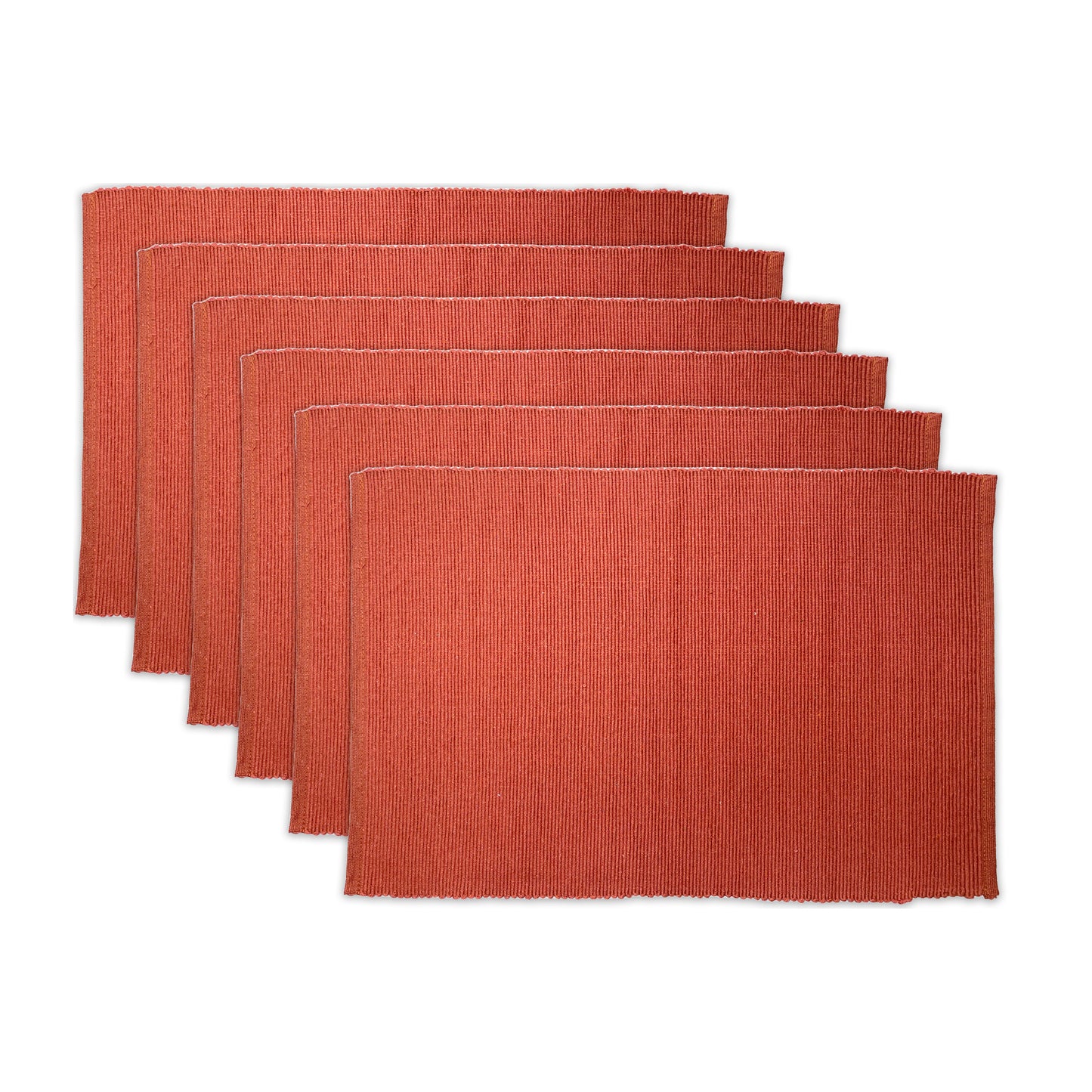 CLASSIC RIBBED PLACEMATS SET OF 6, 13''x19'', Rust