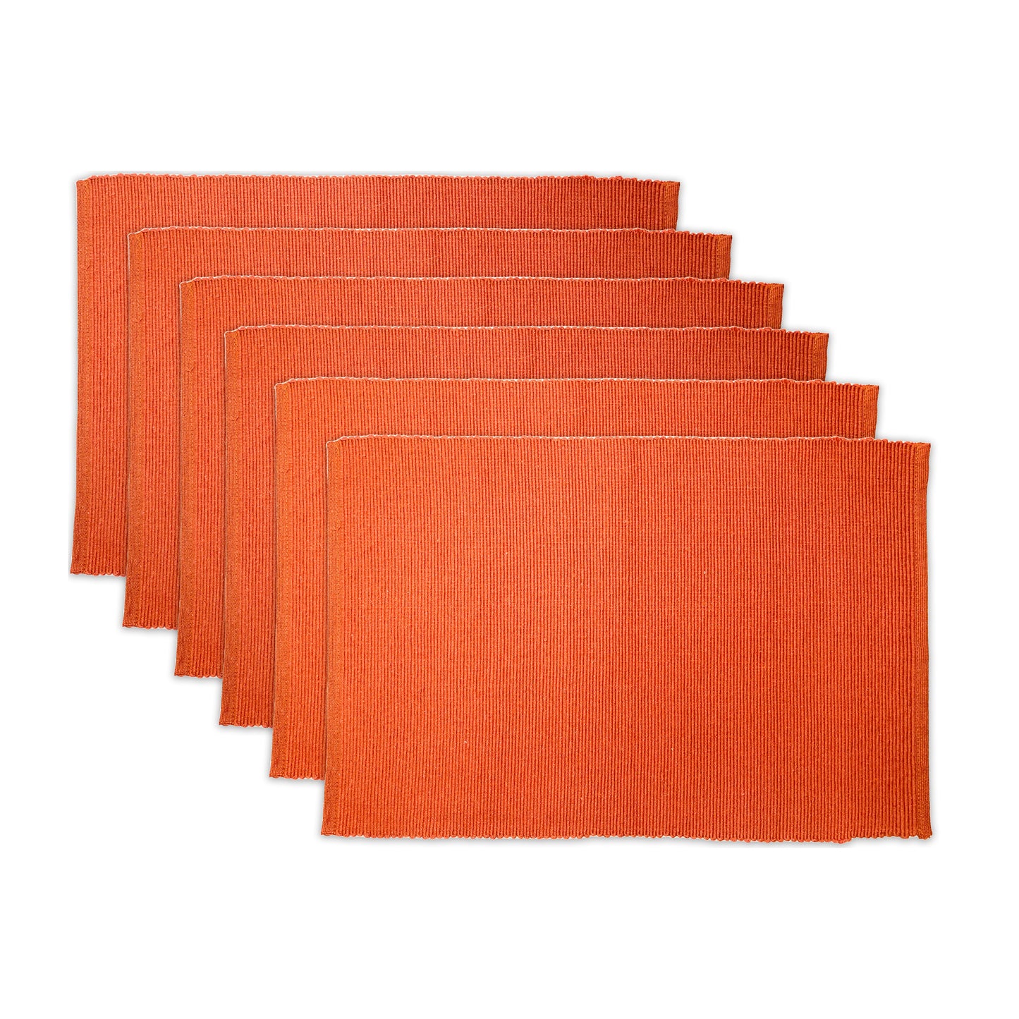 CLASSIC RIBBED PLACEMATS SET OF 6, 13''x19'', Orange