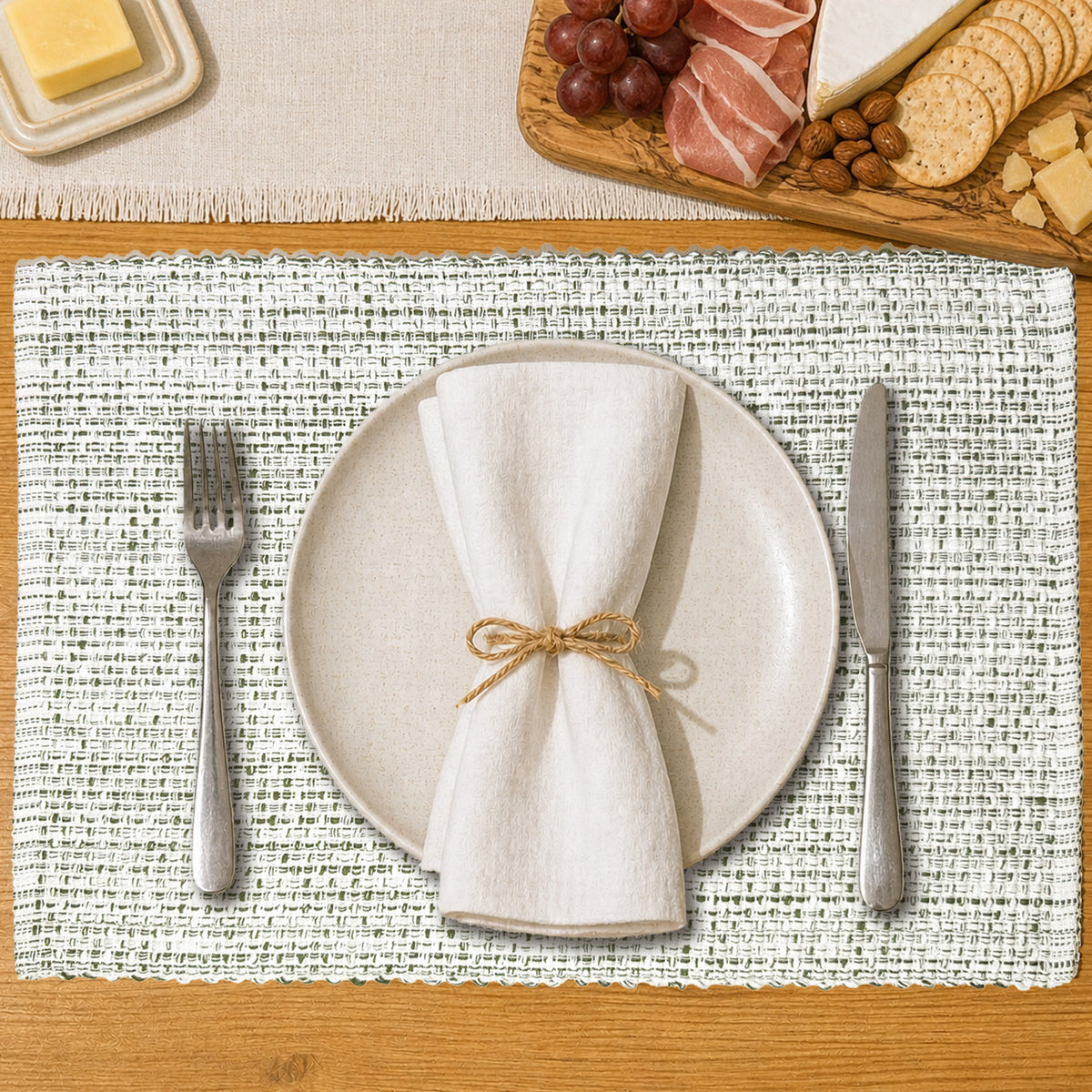 PEBBLES PLACEMATS SET OF 4, 13''x19'', OLIVE GREEN