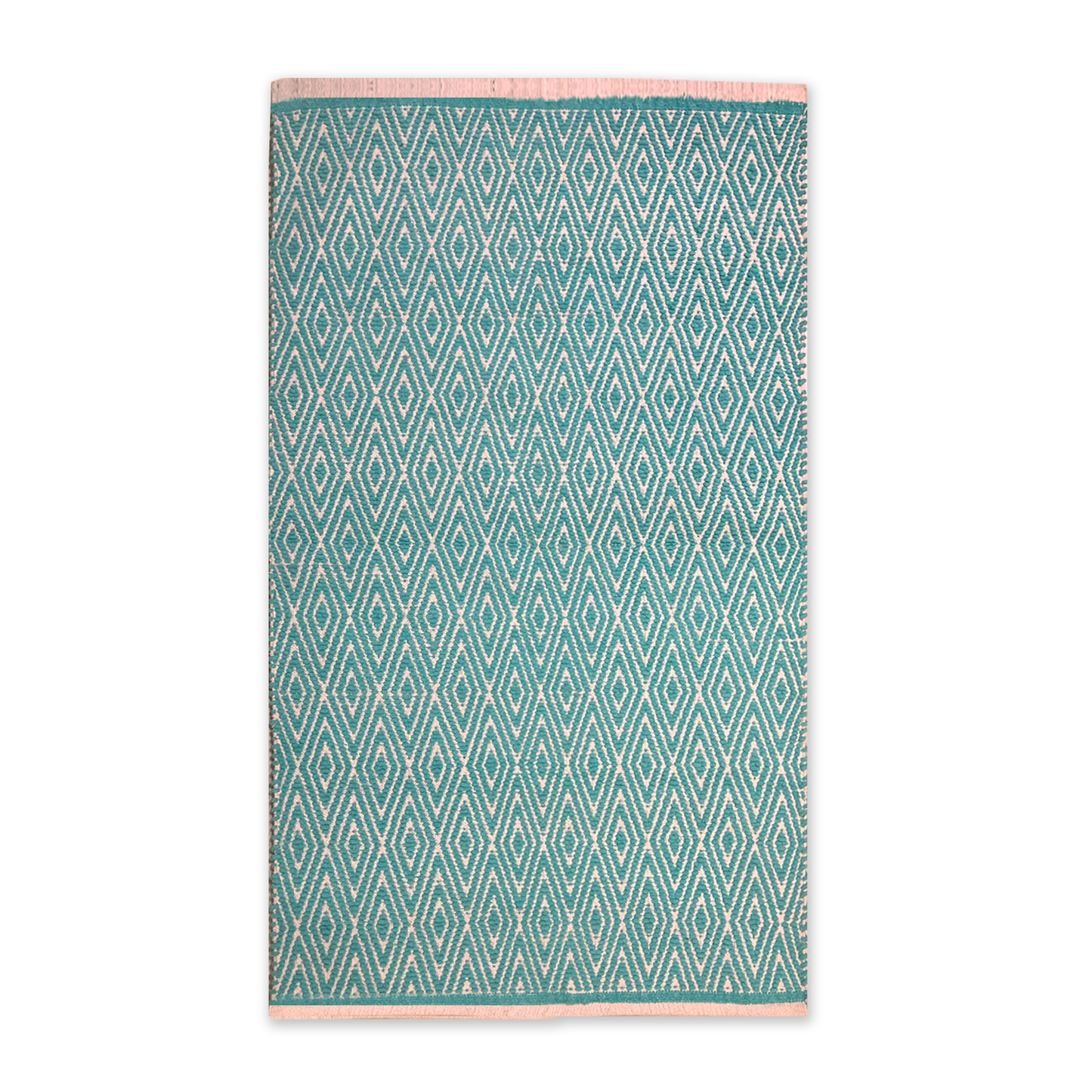 Diamond Rug - Turquoise/White, 3'x5'