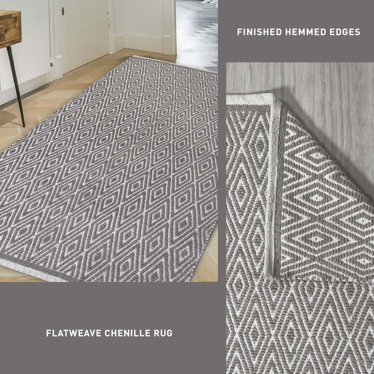 Diamond Rug - Gray/White, 3'x5'