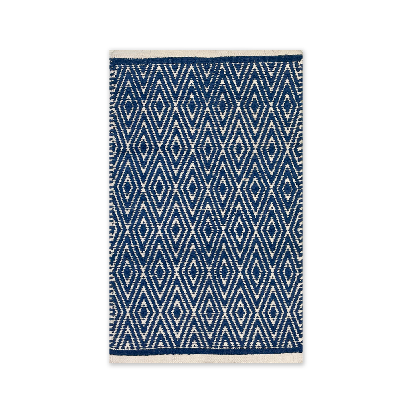 Diamond Rug - Navy/ Ivory, 21''x34''