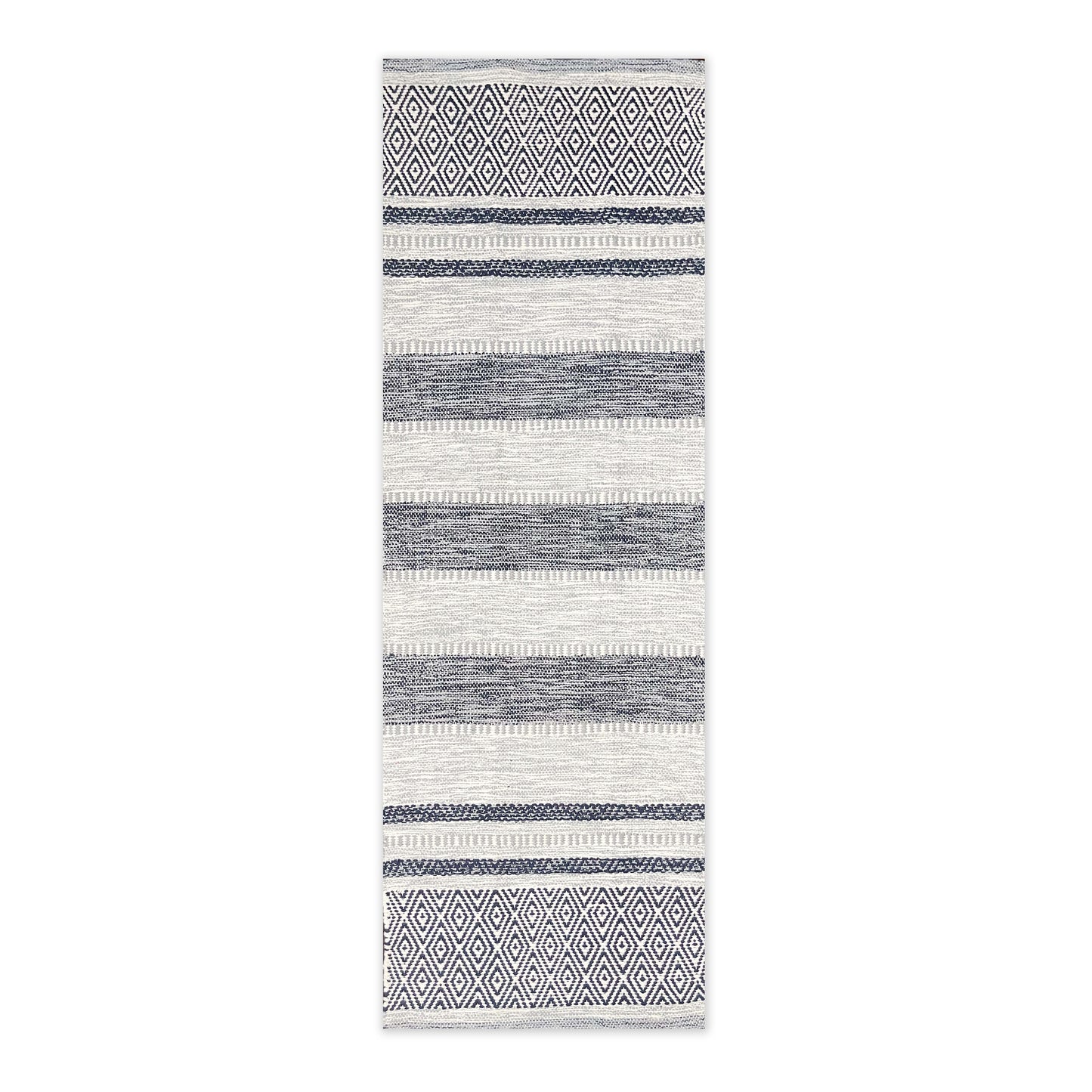 NEW MEXICO RUNNER, GREY-NAVY BLUE, 2' x 6'.