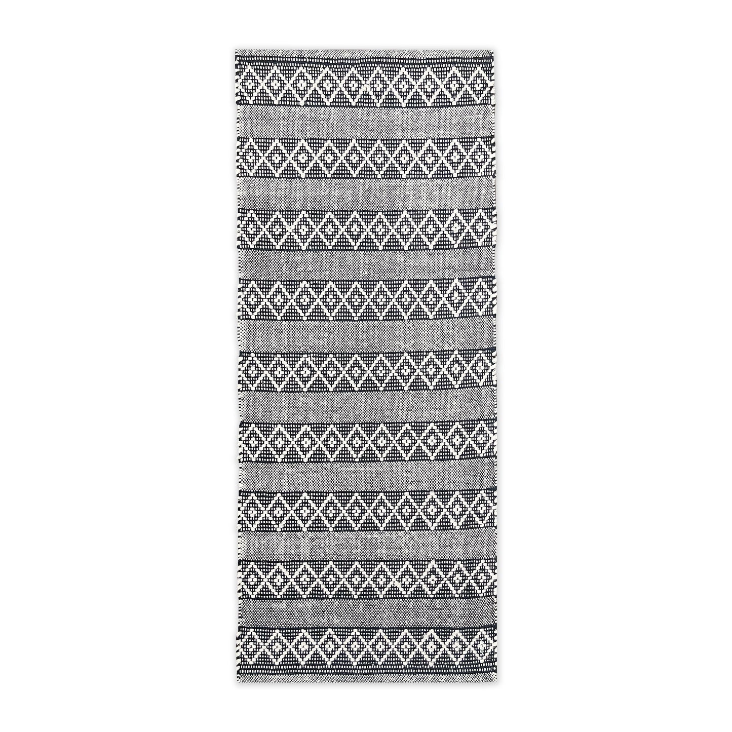 MOROCCO RUNNER RUG, BLACK-IVORY, 2' x5'.