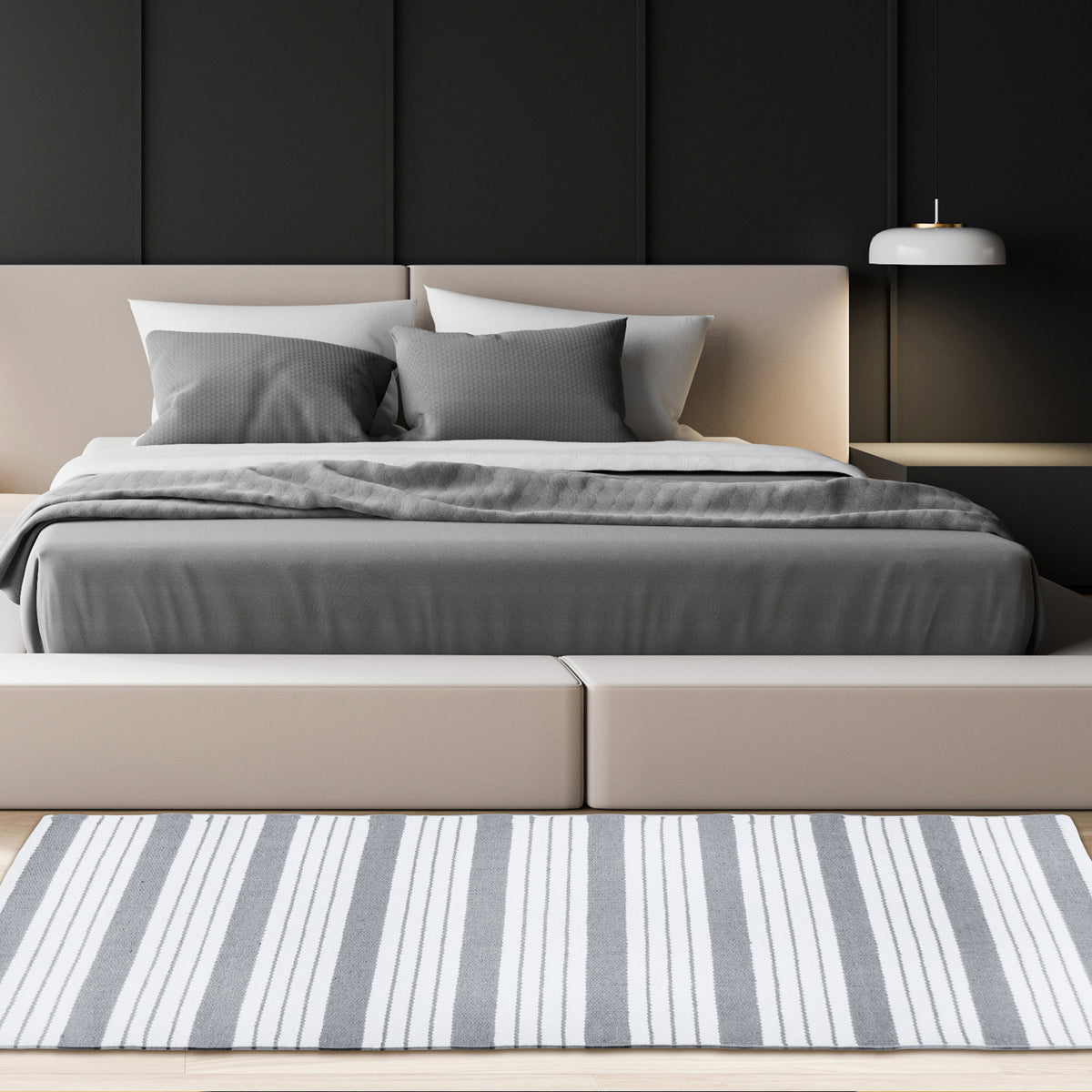 Cabana Stripe Runner - Grey/White, 2'x8'