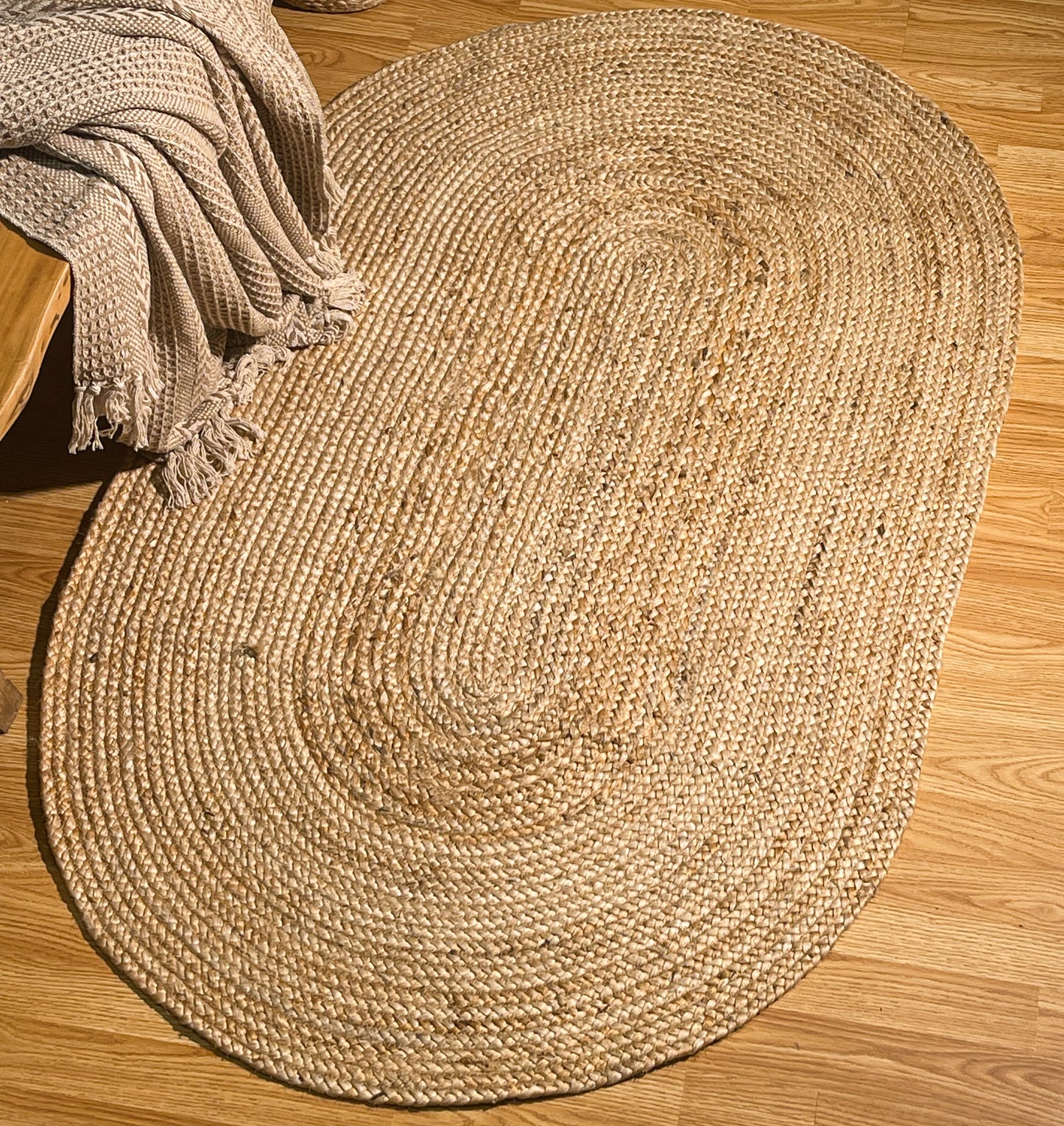 BRAIDED JUTE OVAL RUG, NATURAL JUTE, 3'x5'
