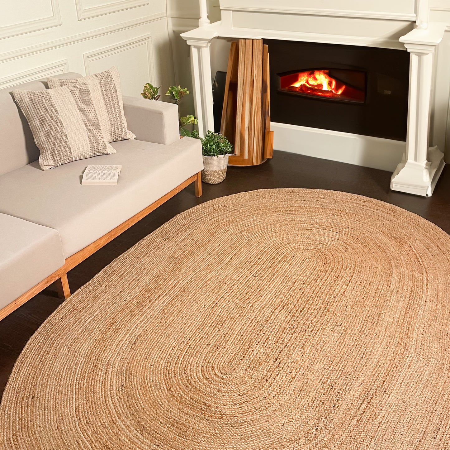 BRAIDED JUTE OVAL RUG, NATURAL JUTE, 6'x9'