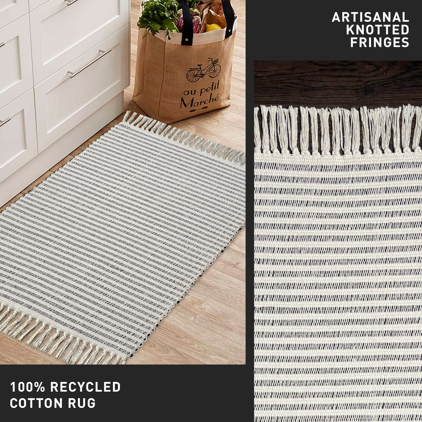 Providence Stripe Rug - Black/Ivory, 2'x3'