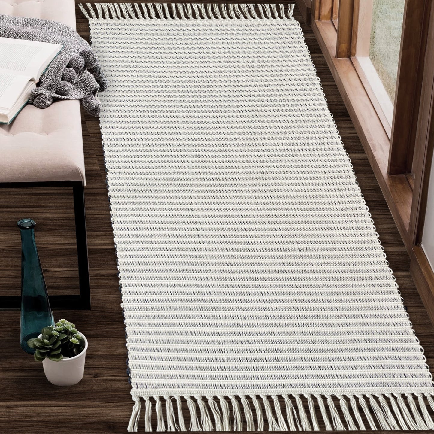 Providence Stripe Rug - Black/Ivory, 2'x4.25'