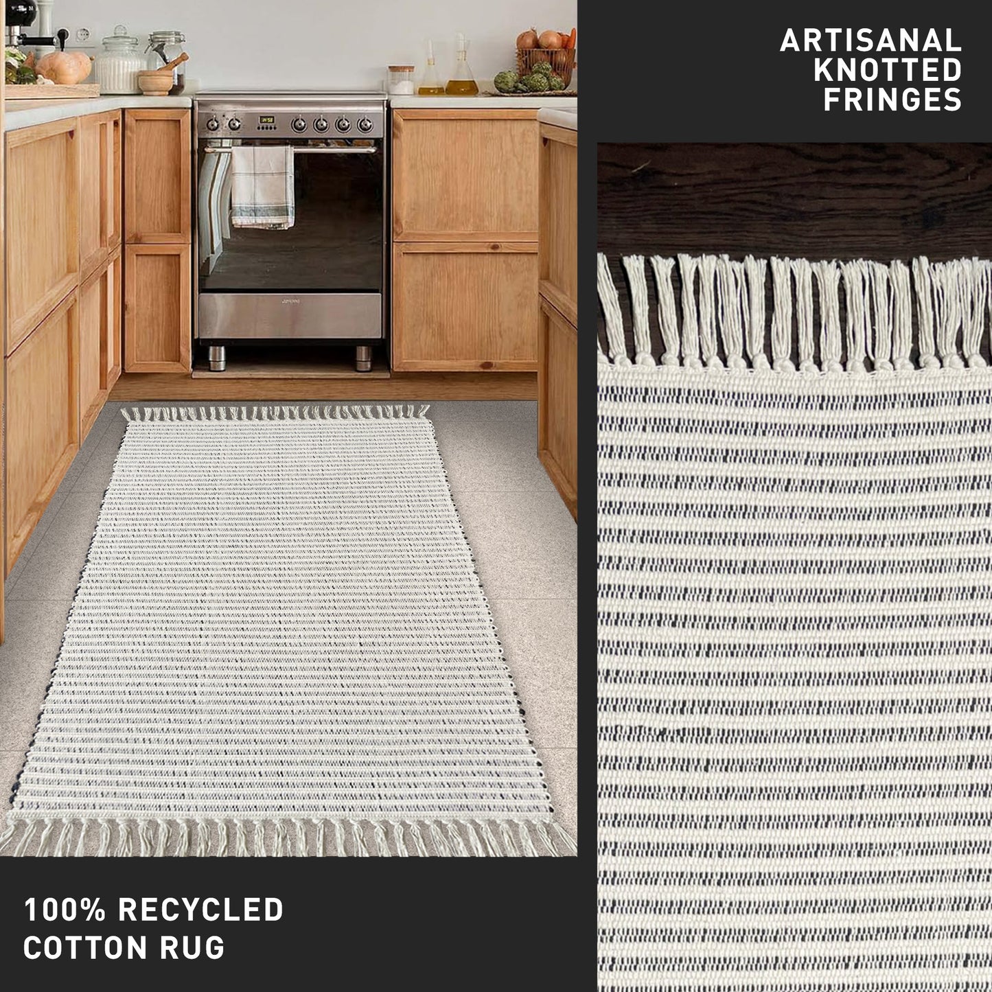 Providence Stripe Rug - Black/Ivory, 2'x4.25'