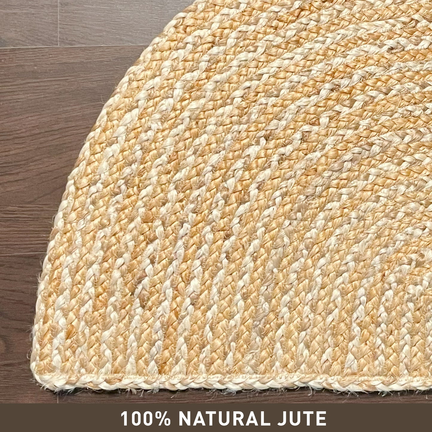 BRAIDED JUTE SEMICIRCLE RUG, NATURAL JUTE-IVORY, 18''x30''