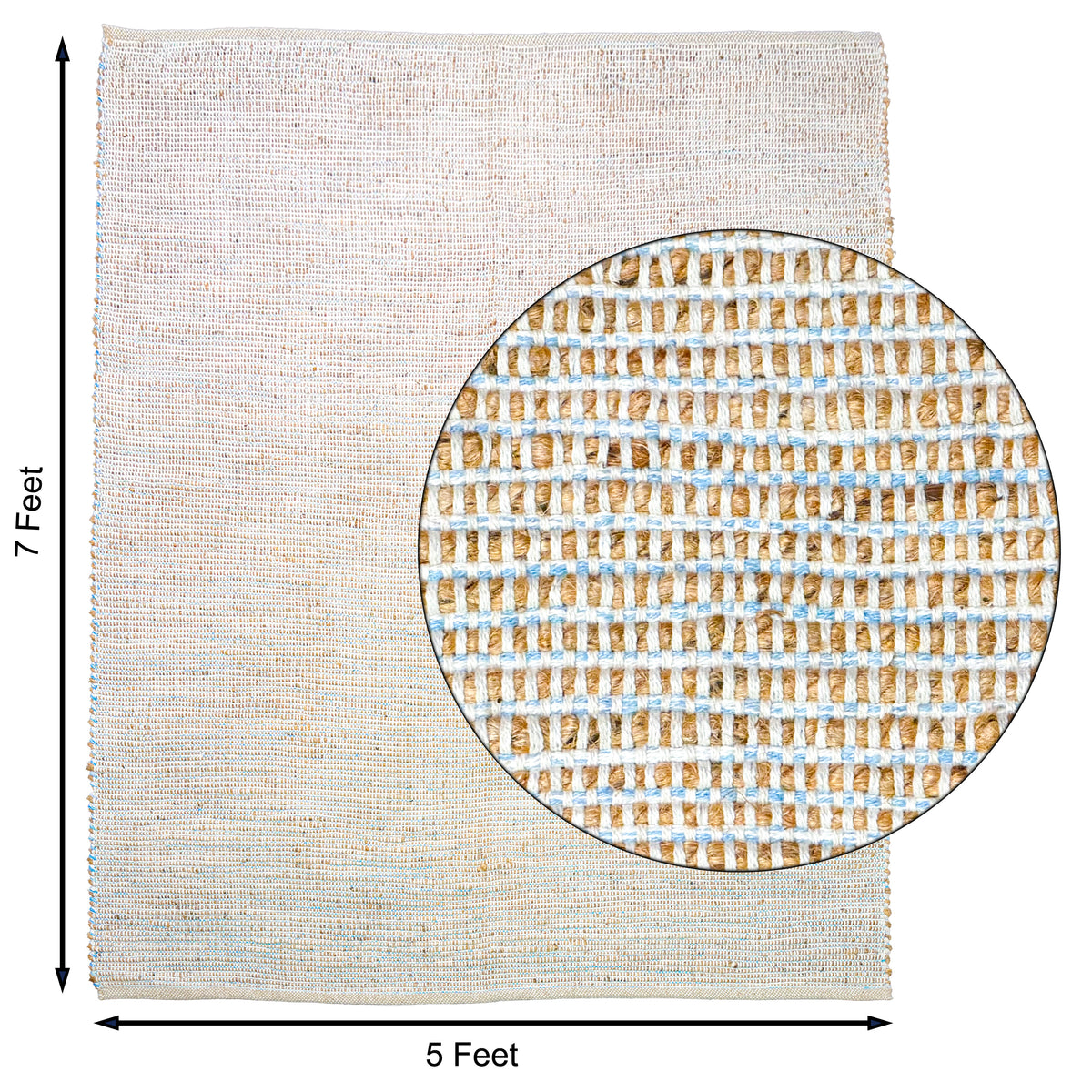Jute Chindi Rug-Natural Jute-Coastal Blue-5'x7'.