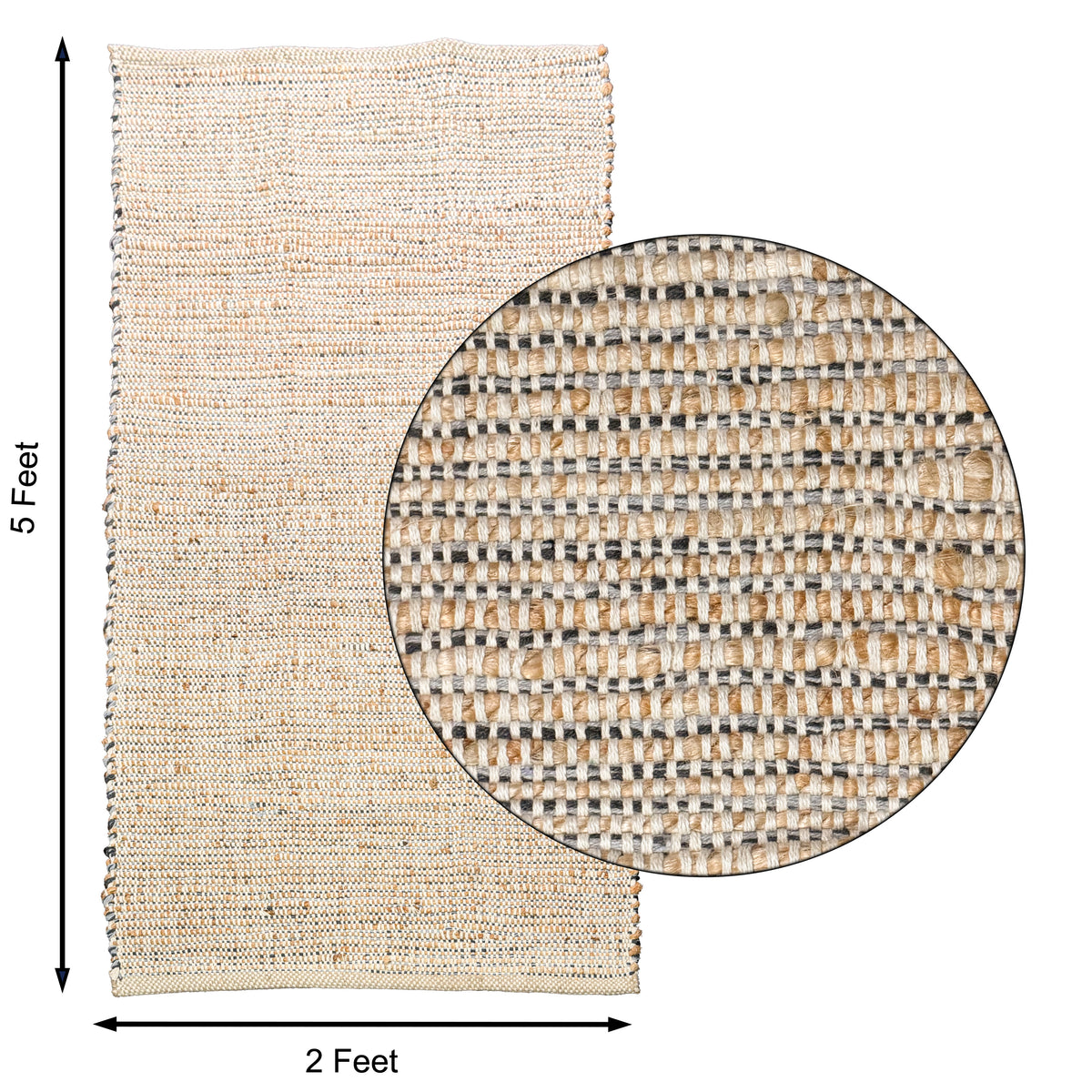 Jute Chindi Rug-Natural Jute-Greys-2'x5'.