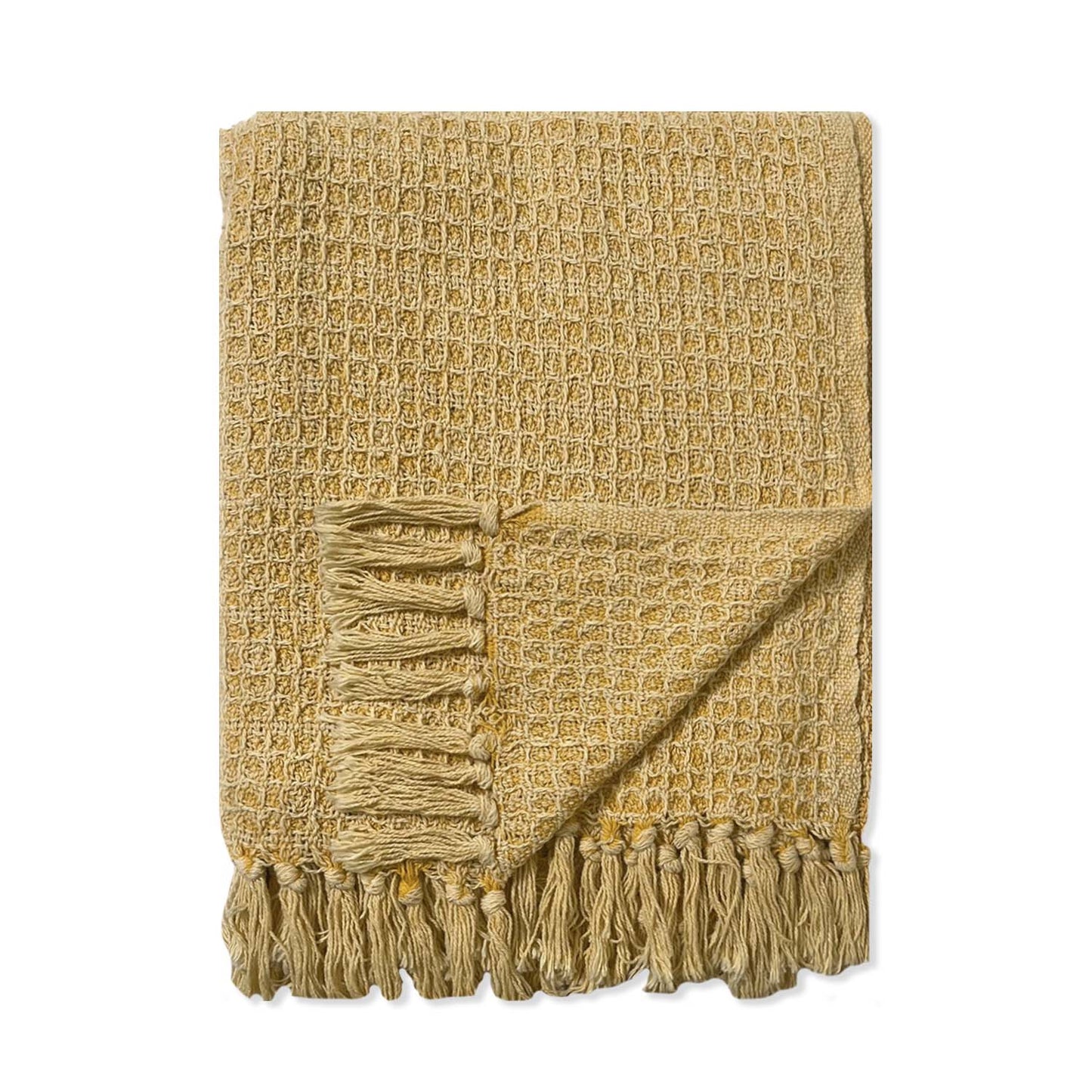 WAFFLE THROW, STONEWASH YELLOW, 50''x60''